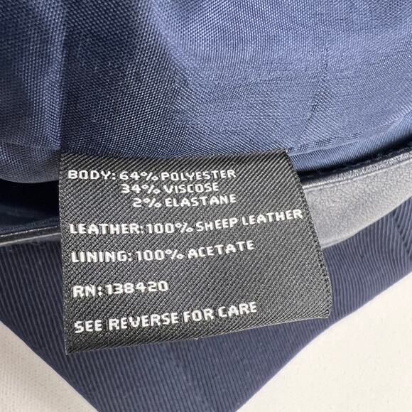 Carlisle Navy Blue Zip Front Career Skirt Leather Waistband Size 16 - Picture 9 of 12